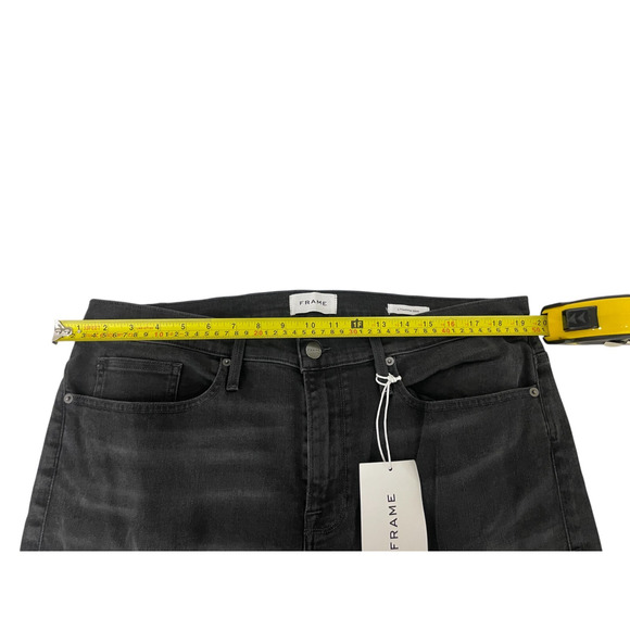 Frame L Homme Slim Fit Jeans Mens Size 38 Black Denim Mid Rise Vaporize NWT - Picture 10 of 12